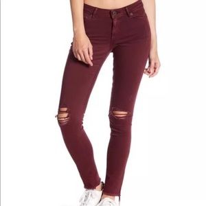 Distressed Maroon Lolita skinny jean